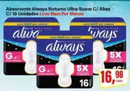 Rede Supermarket Absorvente Always Noturno Ultra Suave C/ Abas C/ 16 Unidades oferta