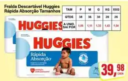 Rede Supermarket Fralda Descartável Huggies Rápida Absorção Tamanhos oferta