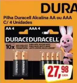 Rede Supermarket Pilha Duracell Alcalina AA ou AAA C/ 4 Unidades oferta