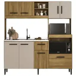 Benoit Cozinha Compacta Mademovel Jasmim 8 Portas e 1 Gaveta MDP Sem Tampo 200 x 186 x 52,5cm oferta