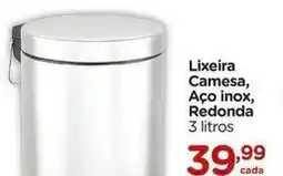 Carrefour Camesa - lixeira camesa, aço inox, redonda oferta