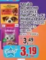 Supermercado Estrela Azul Ração ao molho pediocre para cães ou whiskas para gatos vários sabores oferta