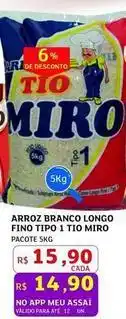 Assaí Atacadista Pacote - arroz branco longo fino tipo 1 mio miro oferta