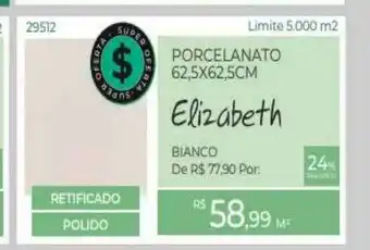 ABC da Construção Porcelanato 62.5x62.5cm Elizabeth oferta