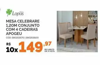 Carajás Lopas Mesa Celebrare Conjunto Com 4 Cadeiras Apogeu oferta