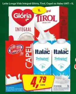Rede Supermarket Leite Longa Vida Integral Glória, Tirol, Capel ou Italac UHT oferta