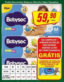 Rede Supermarket Fralda Descartável Babysec Ultra Sec Hiper Tamanhos oferta