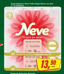 Rede Supermarket Papel Higiênico Neve Folha Dupla Neutro de 20m C/ 12 Unidades oferta
