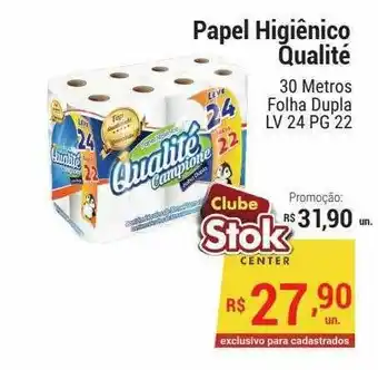 Stok Center Papel Higienico Qualité 30 Metros Folha Dupla Lv 24 Pg 22 oferta