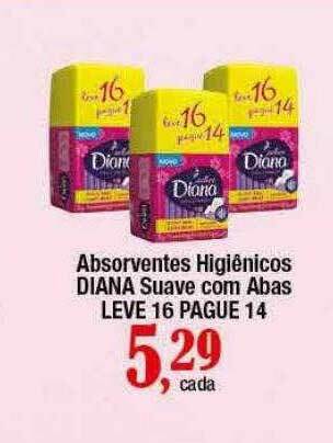 Supermercados Unidos Absorventes Higiênicos Diana Suave Com Abas Leve 16 Pague 14 oferta