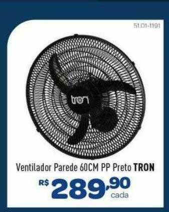 Ventilador Parede 60cm Pp Preto Tron