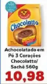 Supermercados Tauste Achocolatado em Pó 3 Corações Chocolatto oferta
