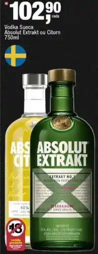 Frangolândia Vodka sueca absolut extrakt ou citorn oferta