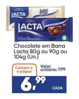 Imec Supermercados Chocolate em Barra Lacta oferta