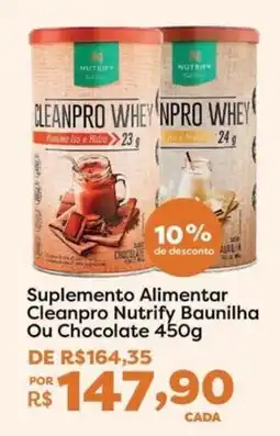 Mercadinhos São Luiz Suplemento Alimentar Cleanpro Nutrify Baunilha Ou Chocolate oferta