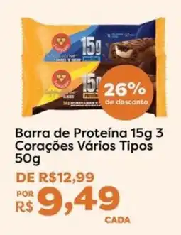 Mercadinhos São Luiz Barra de Proteína 15g 3 Corações Vários Tipos oferta