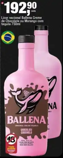 Frangolândia Licor nacional ballena creme de chocolate ou morango com tequila oferta