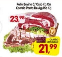 Cercadão Peito Bovino c/ Osso 1kg ou Costela Ponta de Agulha 1kg oferta
