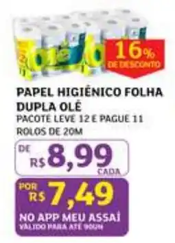 Assaí Atacadista papel higiênico folha dupla olê oferta