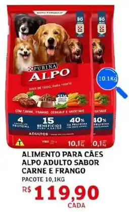 Assaí Atacadista alimento para cães alpo adulto sabor carne e frango oferta