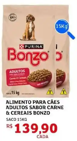 Assaí Atacadista Alimento para cães adultos sabor carne & cereais bonzo oferta