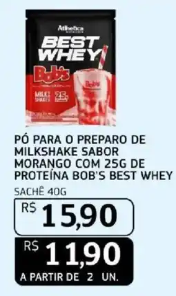 Assaí Atacadista pó para o preparo de milkshake sabor morango com 25g de proteína bob's best whey oferta