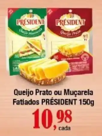 Supermercados Unidos Queijo Prato ou Muçarela Fatiados Président oferta