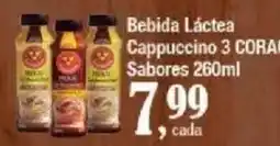 Supermercados Unidos Bebida Láctea Cappuccino 3 CORA oferta