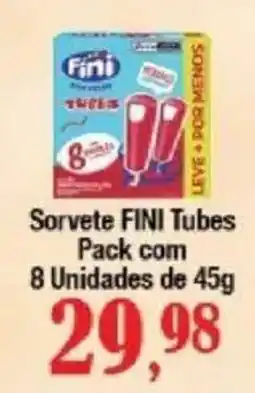 Supermercados Unidos Sorvete FINI Tubes oferta