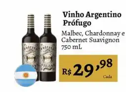Novo Atacarejo Vinho Argentino Prófugo oferta