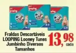 Supermercados Unidos Fraldas descartáveis looping looney tunes jumbinho diversos tamanhos oferta