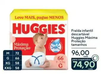 Drogaria Coop Fralda infantil descartável Huggies Máxima Proteção oferta