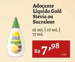 Novo Atacarejo Adoçante Líquido Gold Stevia ou Sucralose oferta