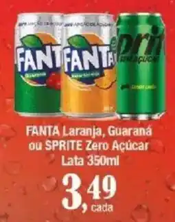 Supermercados Unidos fanta laranja, guaraná ou sprite zero açúcar oferta