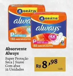 Novo Atacarejo Absorvente always super proteção seca | suave com abas oferta