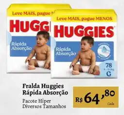 Novo Atacarejo Fralda huggies rápida absorção oferta