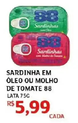 Assaí Atacadista Sardinha em óleo ou molho de tomate 88 oferta