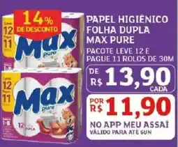 Assaí Atacadista papel higiênico folha dupla max pure oferta