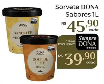 Dona de Casa Sorvete dona sabores 1l oferta