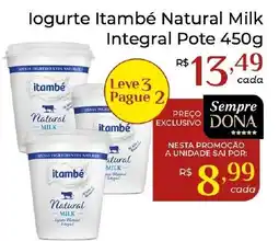 Dona de Casa logurte itambé natural milk integral oferta