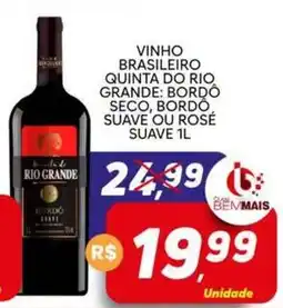 Supermercado Bem Barato Vinho brasileiro quinta do rio grande: bordô seco, bordô suave ou rosé oferta