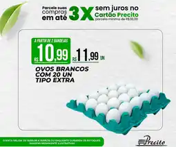 Supermercado Precito ovos brancos com 20 un tipo extra oferta