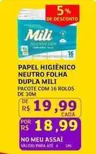 Assaí Atacadista Mili - papel higiênico neutro folha dupla oferta