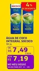 Assaí Atacadista Sococo - agua de coco integral oferta