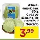 Carrefour Carrefour - alface- americana, 180g, cada ou repolho, kg mercado oferta