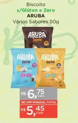 Supermercados Mundial Biscoito s/glúten e zero aruba vários sabores oferta
