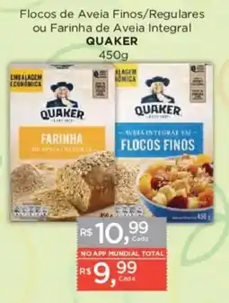 Supermercados Mundial Flocos de Aveia Finos/Regulares ou Farinha de Aveia Integral Quaker oferta
