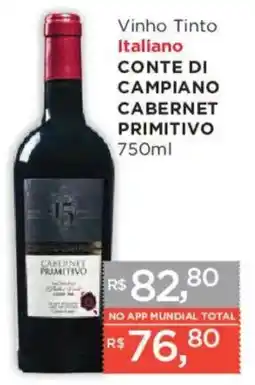 Supermercados Mundial Vinho tinto italiano conte di campiano cabernet primitivo oferta