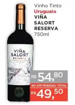 Supermercados Mundial Vinho tinto uruguaio viña salort reserva oferta