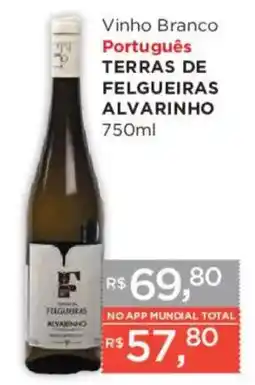 Supermercados Mundial Vinho branco português terras de felgueiras alvarinho oferta